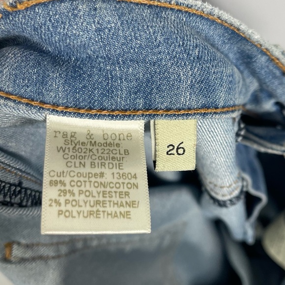 Rag & Bone Raw Hem Frayed Cuff Skinny Jeans in Blue Cln Birdie Light Wash Y2K 26 - Picture 11 of 15